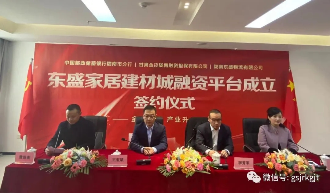 共建融資平臺(tái) 提升服務(wù)能力——金控隴南擔(dān)保參加?xùn)|盛家居建材城融資平臺(tái)簽約儀式